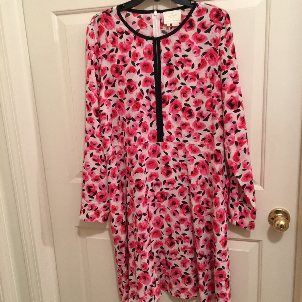 KATE SPADE PRE-LOVED AUTHENTIC FLORAL PRINT LONG SLEEVES SILK DRESS